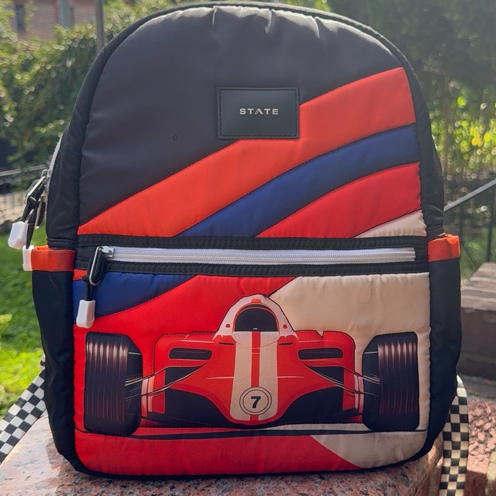 STATE Kid’s Dynamic Racing Backpack & lunchbox- Black, Red, Blue